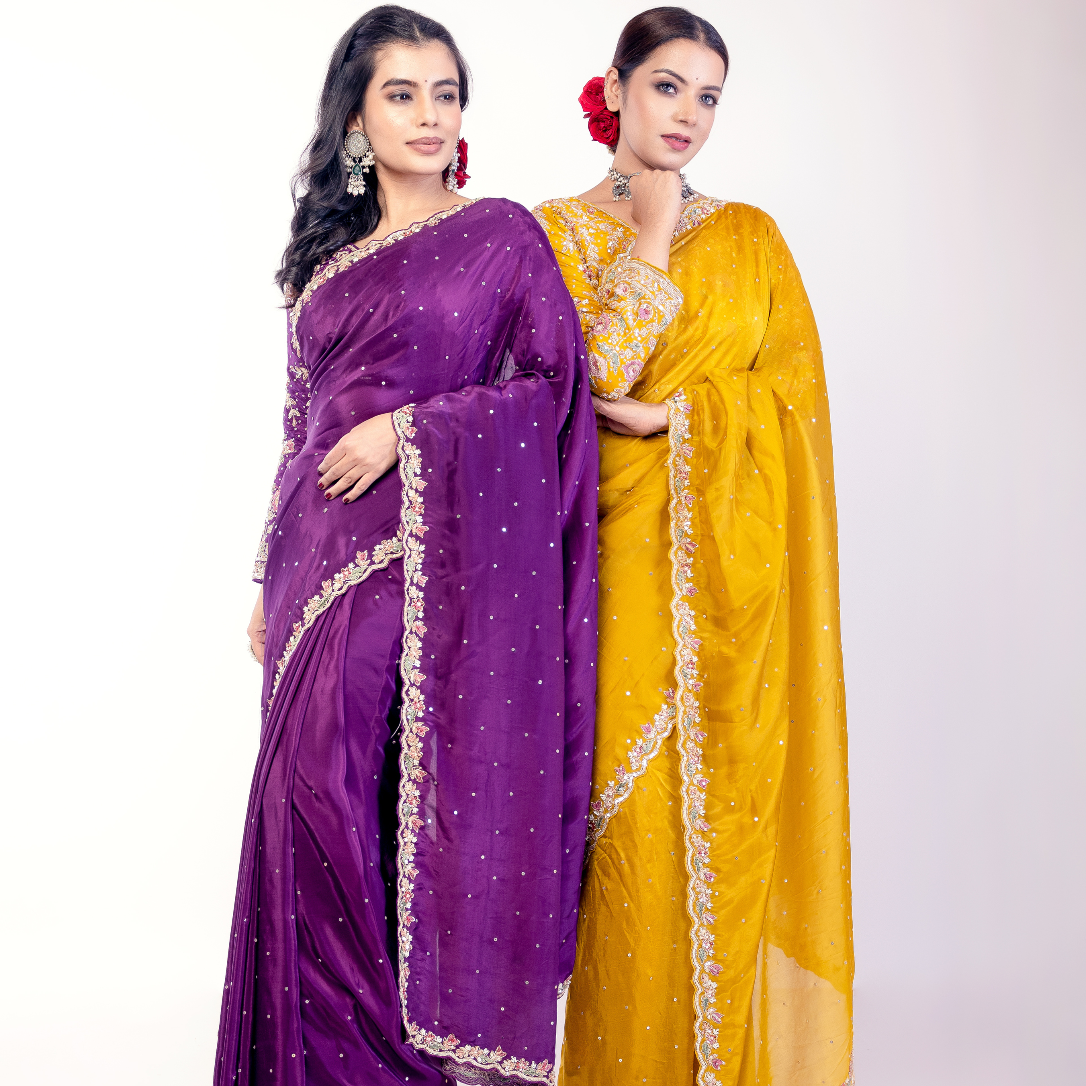 Embroidered Georgette Saree with Sequin Detailing – Dual Shades