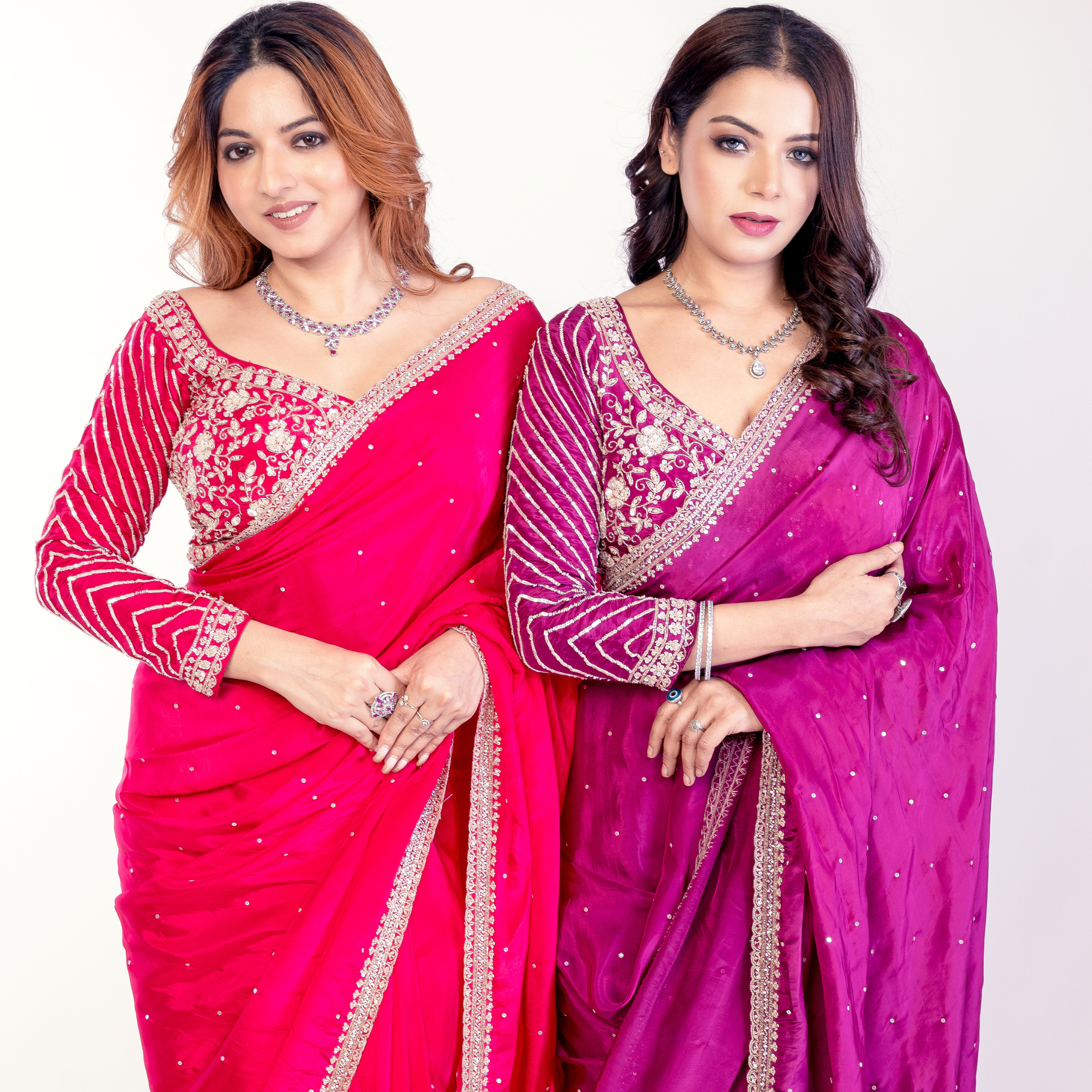 Georgette Saree with Embroidered Blouse & Sequin Detailing