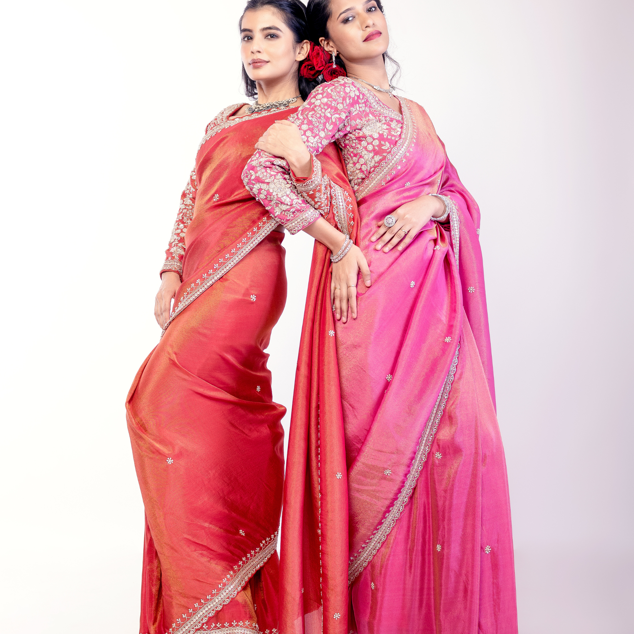 Lightweight Silk Saree with Subtle Embroidery & Contrast Blouse