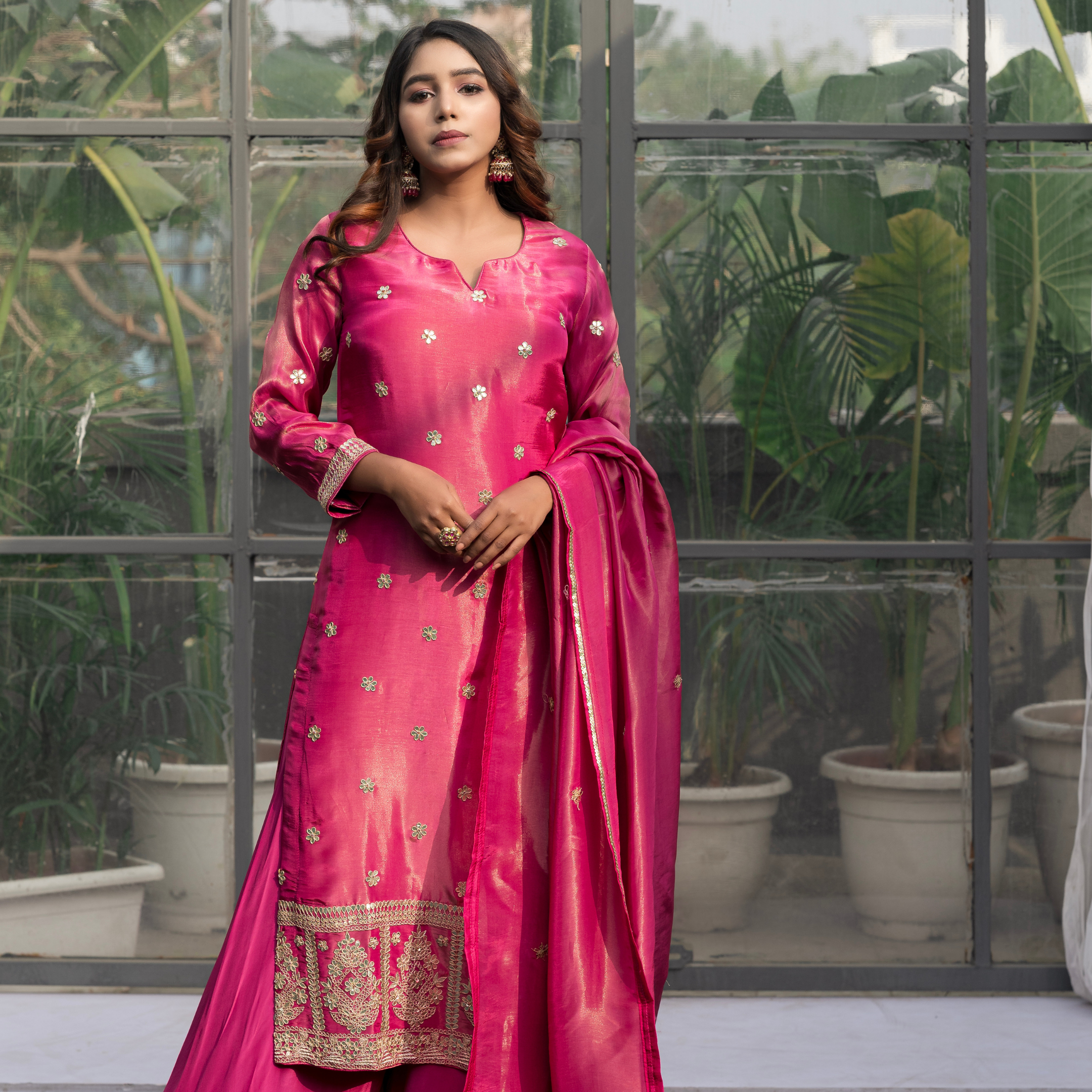 Plum Purple Embroidered Silk Kurta Set with Dupatta – Festive & Wedding Guest Outfit